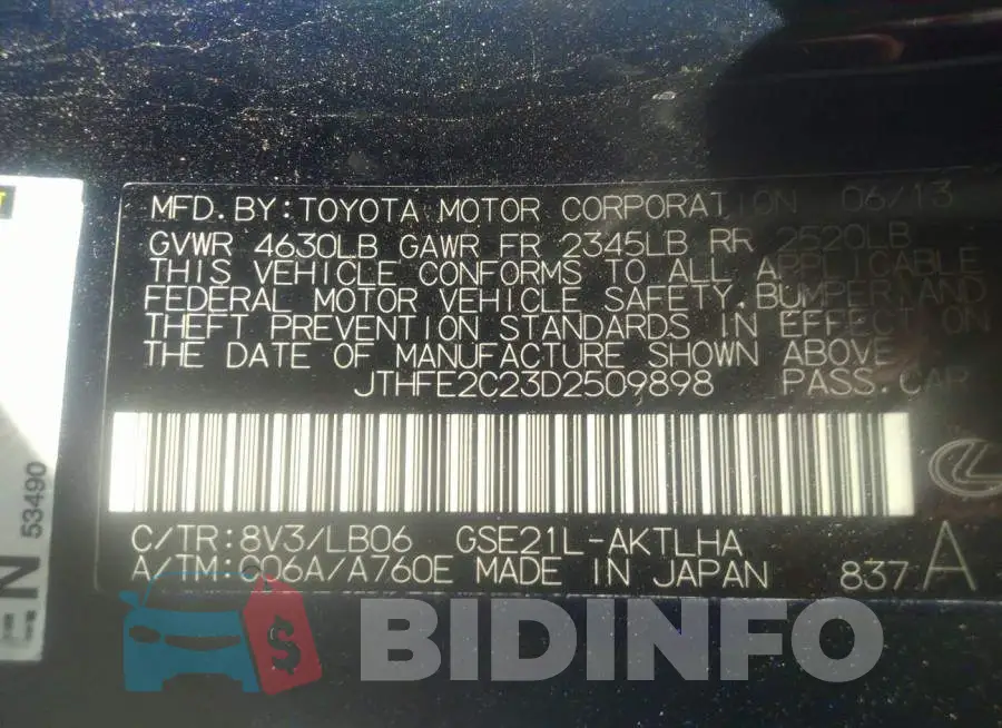 JTHFE2C23D2509898 Photo# 9