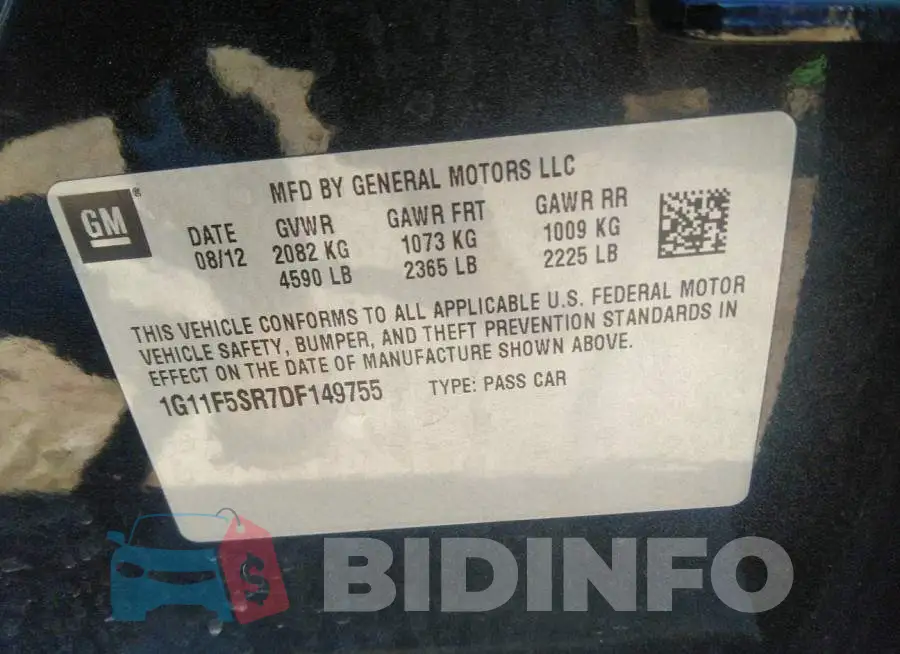 1G11F5SR7DF149755 Photo# 9