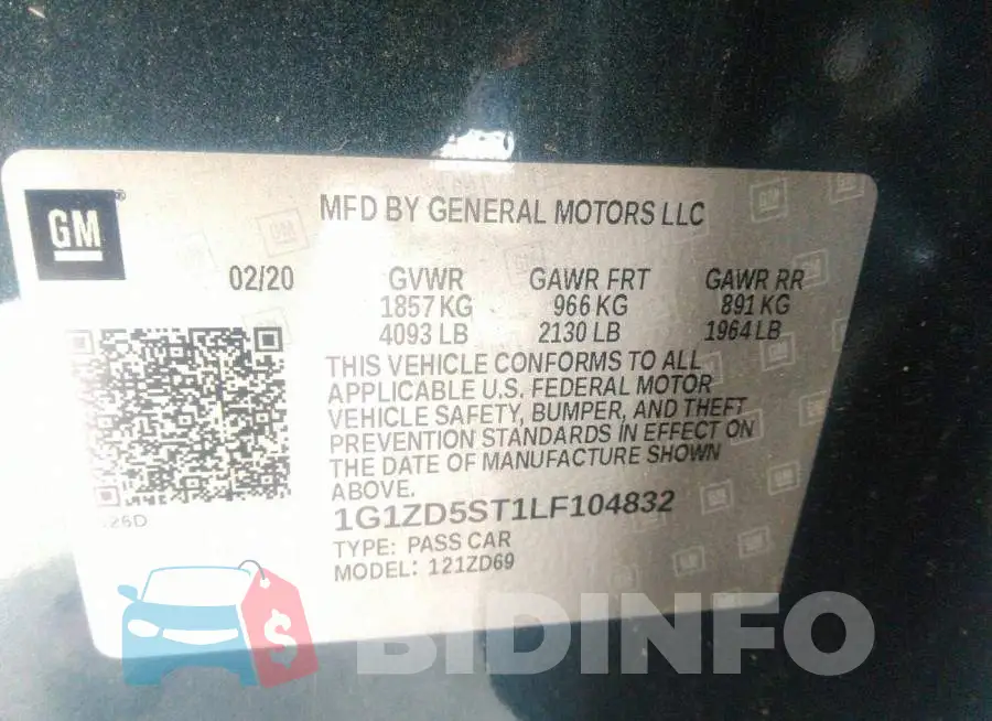 1G1ZD5ST1LF104832 Photo# 9