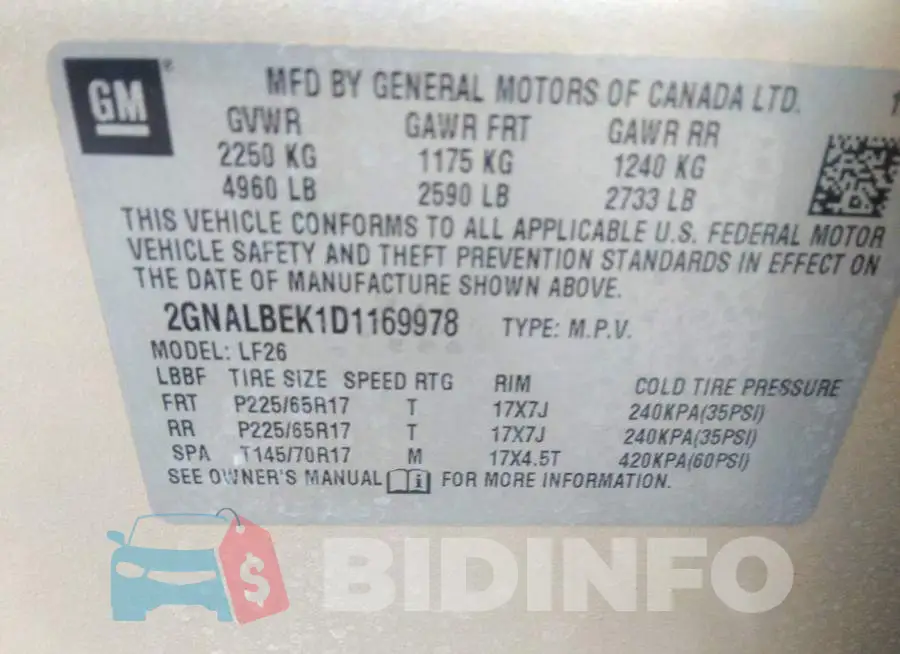 2GNALBEK1D1169978 Photo# 9