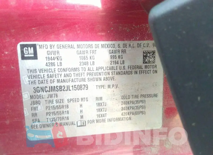 3GNCJMSB2JL150879 Photo# 9