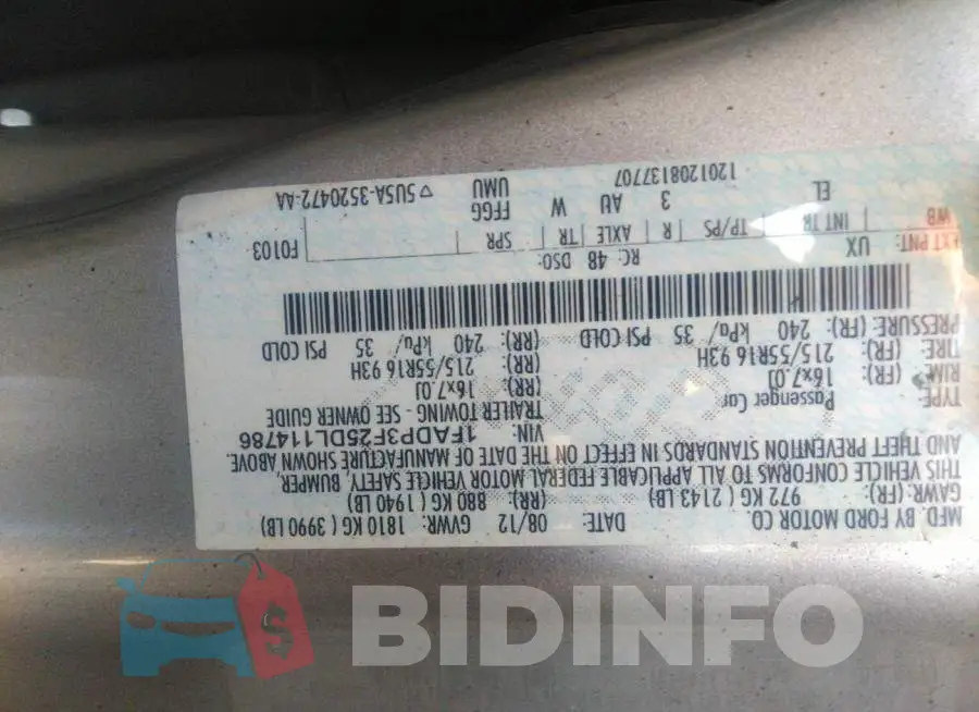 1FADP3F25DL114786 Photo# 9