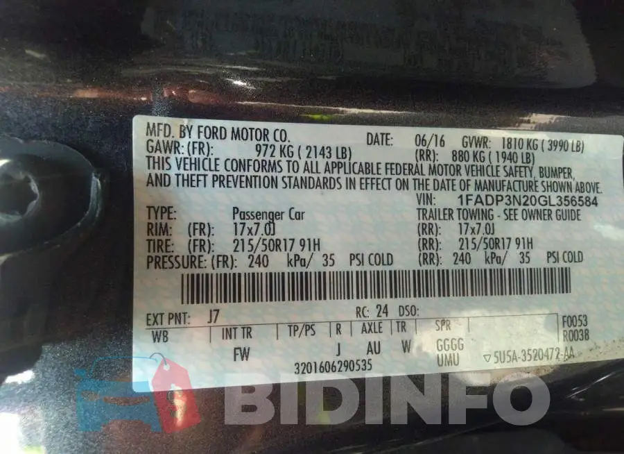 1FADP3N20GL356584 Photo# 9