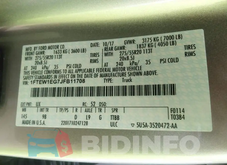 1FTEW1EG7JFB11708 Photo# 9