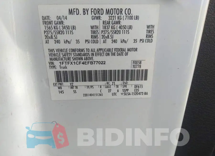 1FTFX1CF4EFB77022 Photo# 9