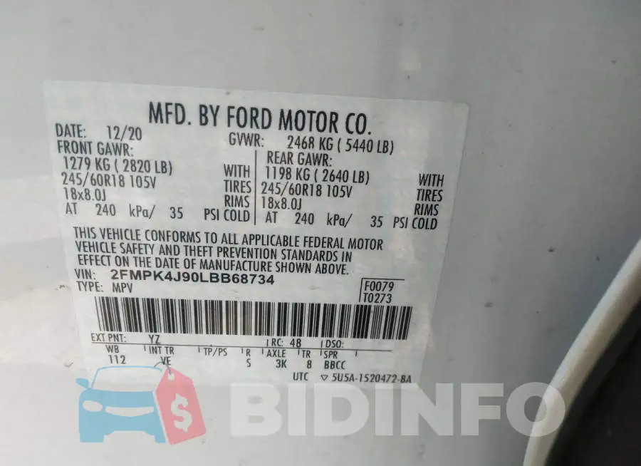 2FMPK4J90LBB68734 Photo# 9