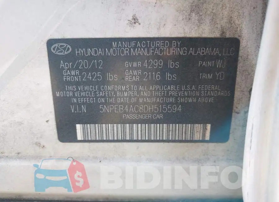 5NPEB4AC8DH515594 Photo# 9