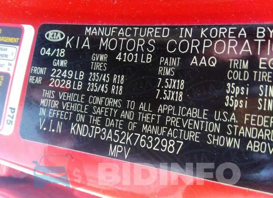 KNDJP3A52K7632987 Photo# 9