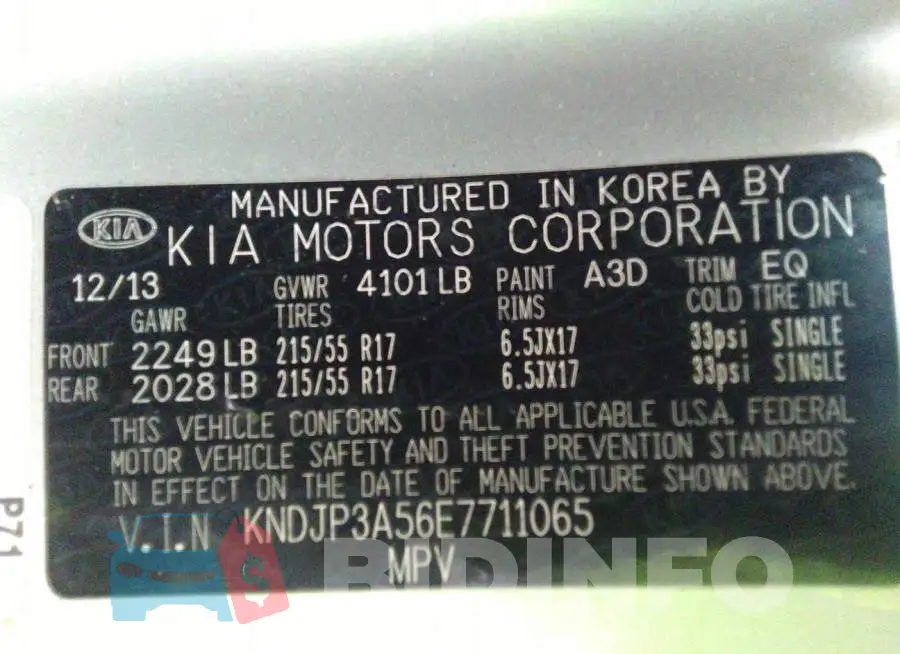 KNDJP3A56E7711065 Photo# 9
