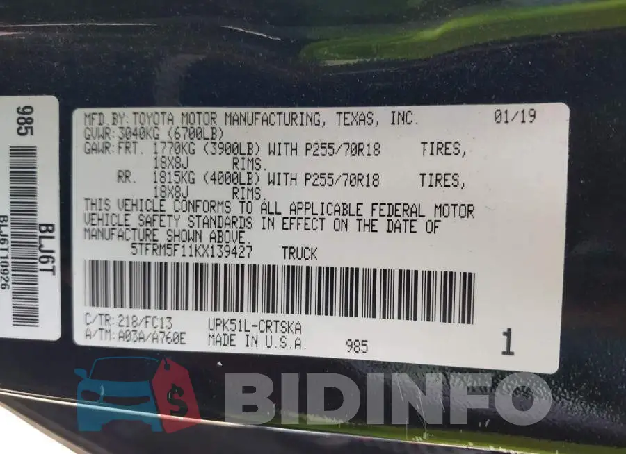 5TFRM5F11KX139427 Photo# 9