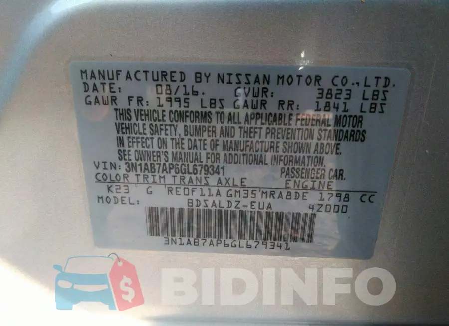 3N1AB7AP6GL679341 Photo# 9