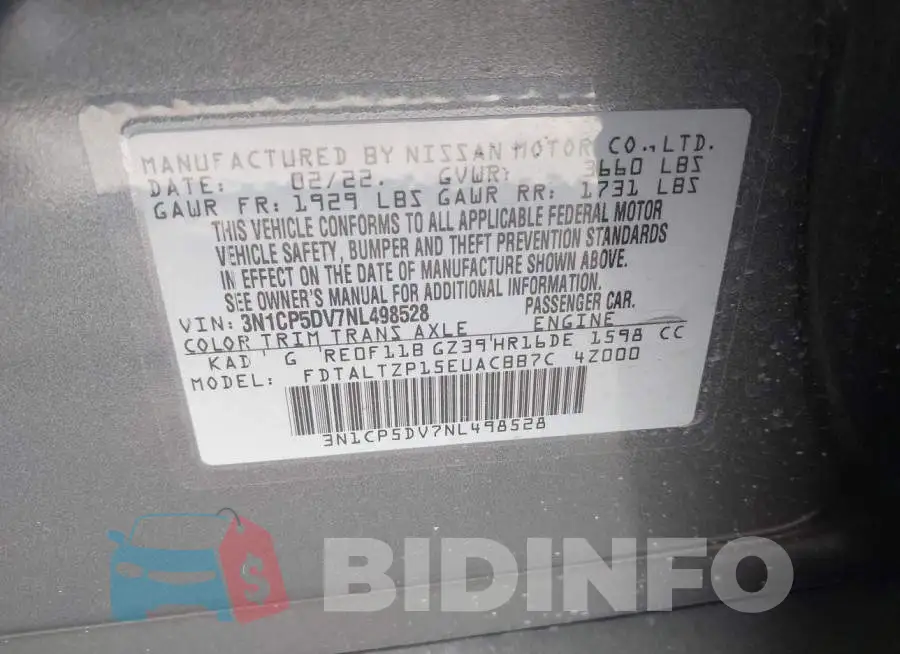 3N1CP5DV7NL498528 Photo# 9