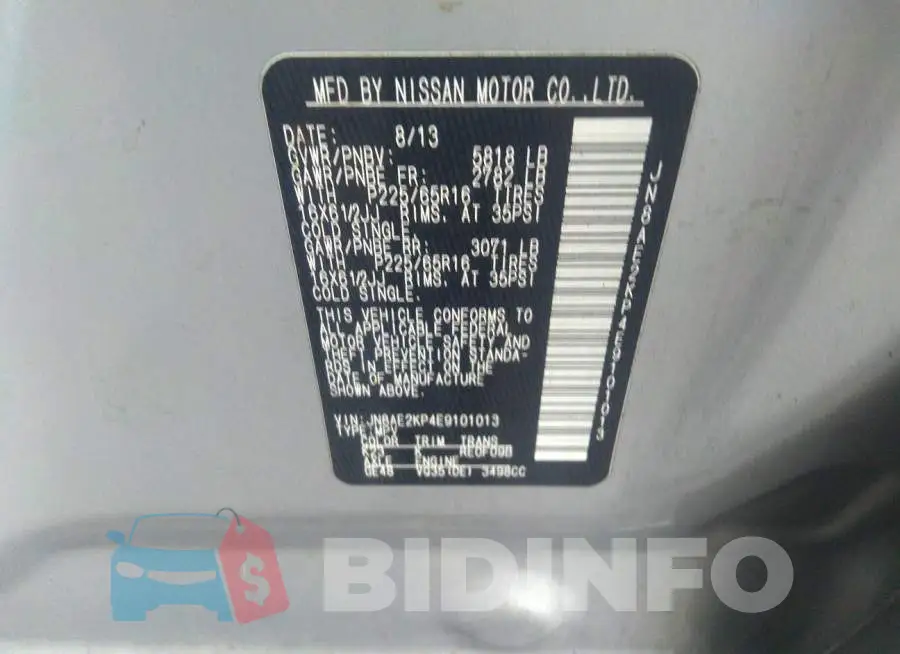 JN8AE2KP4E9101013 Photo# 9