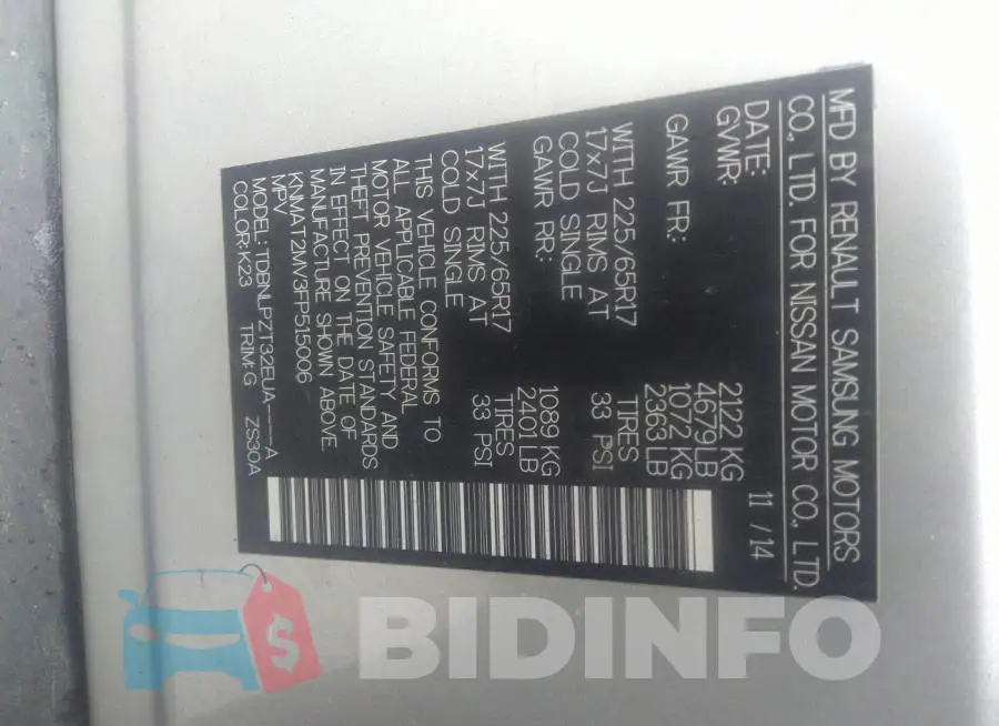 KNMAT2MV3FP515006 Photo# 9