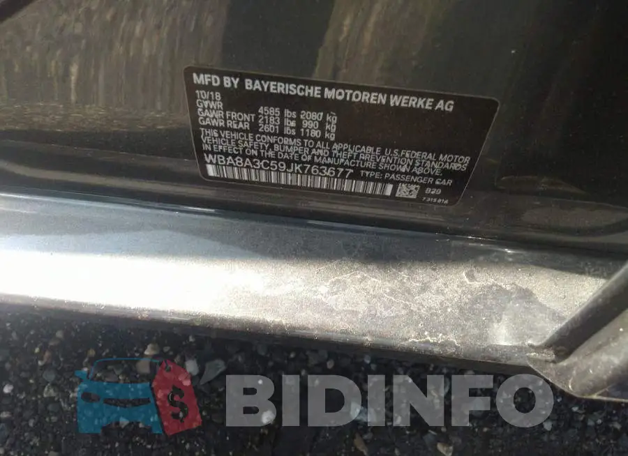 WBA8A3C59JK763677 Photo# 9