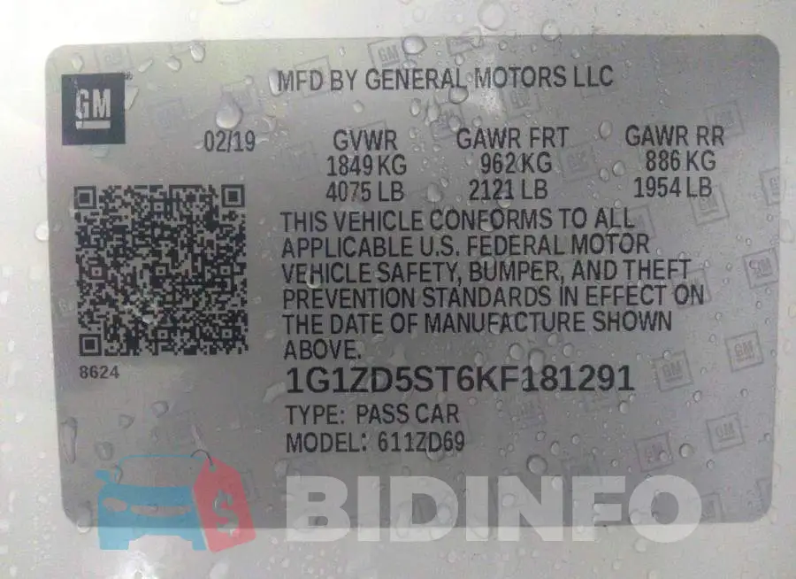 1G1ZD5ST6KF181291 Photo# 9