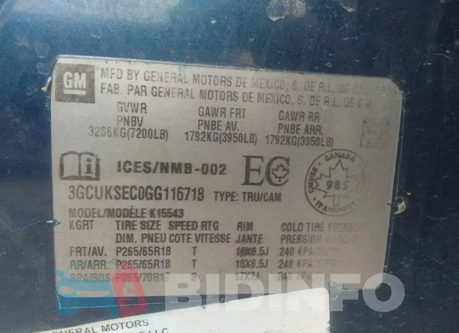3GCUKSEC0GG116718 Photo# 9