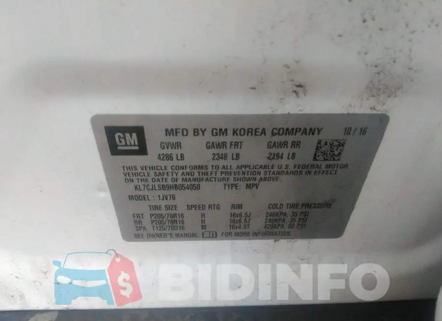 KL7CJLSB9HB054050 Photo# 9