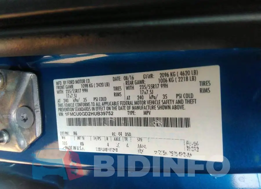 1FMCU0GD2HUB39752 Photo# 9