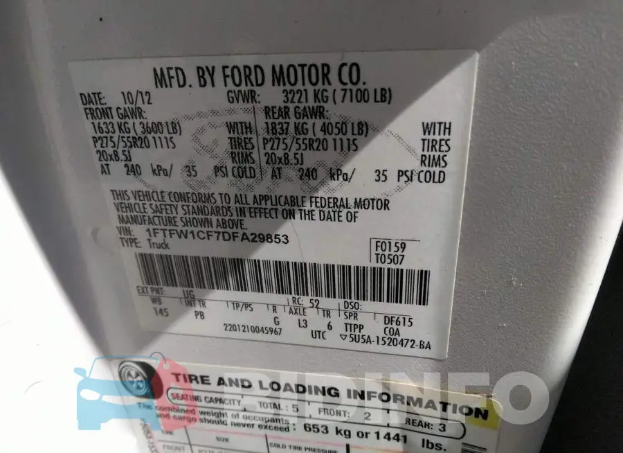 1FTFW1CF7DFA29853 Photo# 9