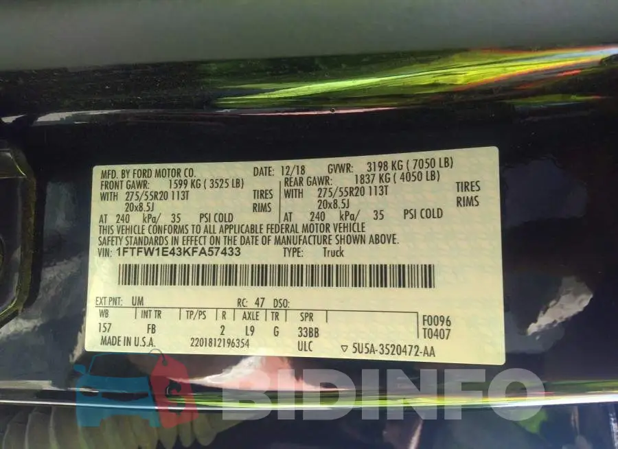 1FTFW1E43KFA57433 Photo# 9