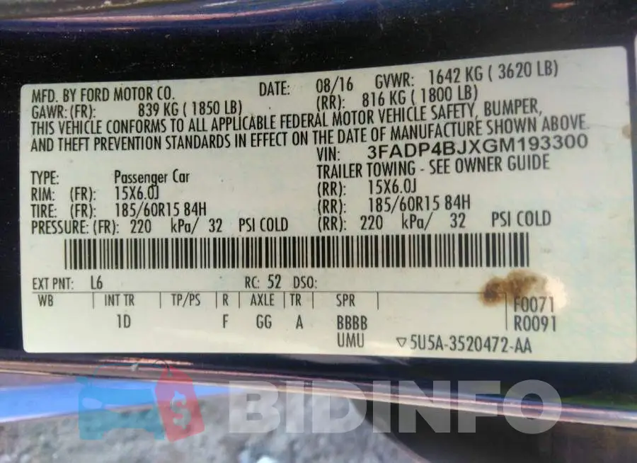 3FADP4BJXGM193300 Photo# 9