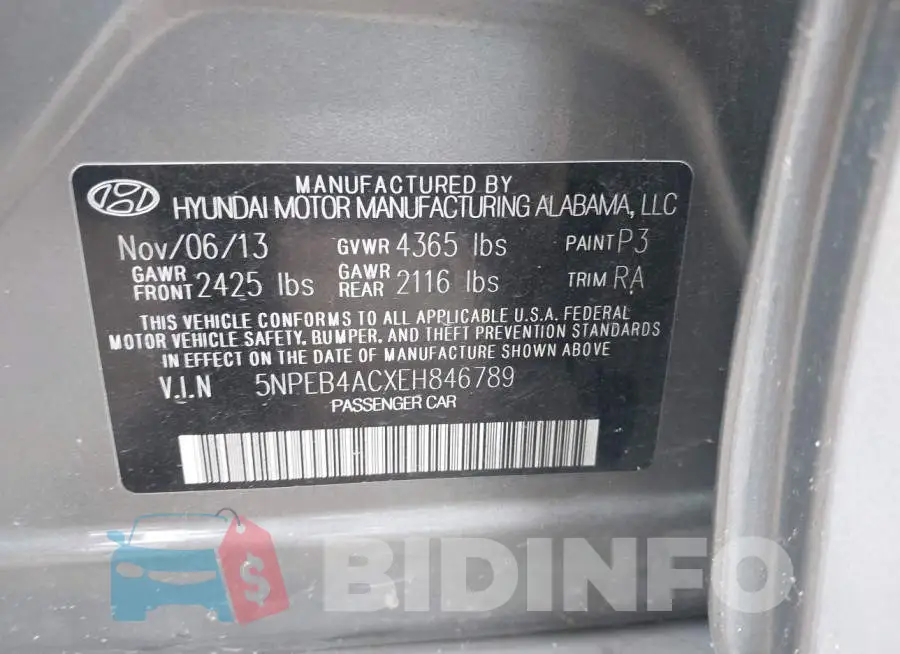 5NPEB4ACXEH846789 Photo# 9