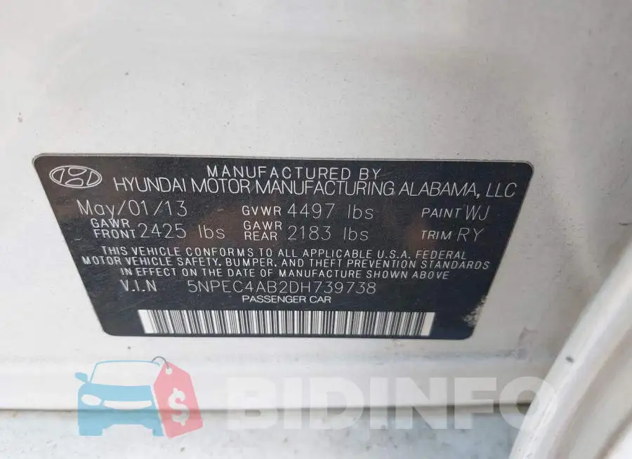 5NPEC4AB2DH739738 Photo# 9