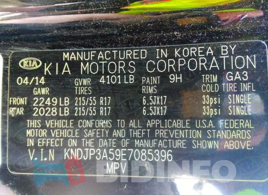 KNDJP3A59E7085396 Photo# 9