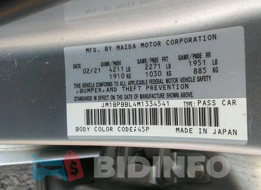 JM1BPBBL4M1334541 Photo# 9