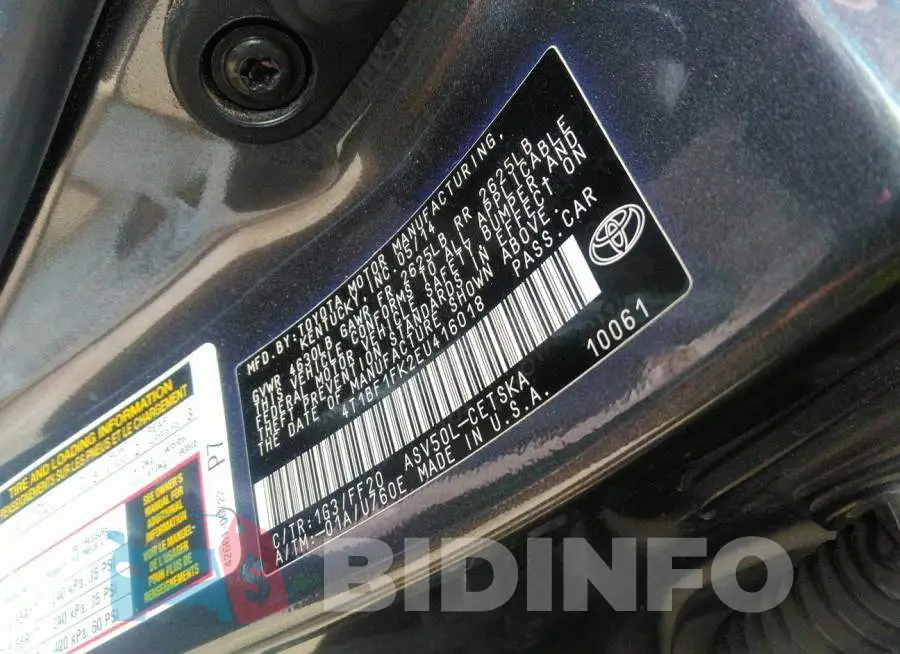 4T1BF1FK2EU416018 Photo# 9