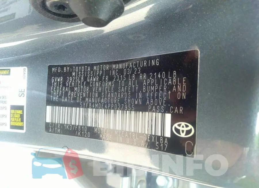 5YFB4MDE4PP027955 Photo# 9