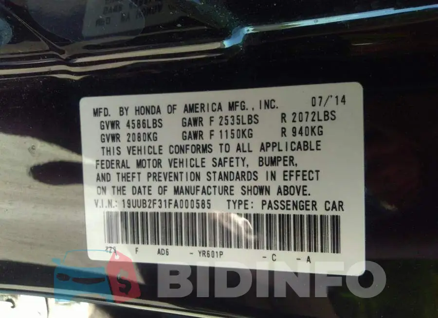 19UUB2F31FA000585 Photo# 9