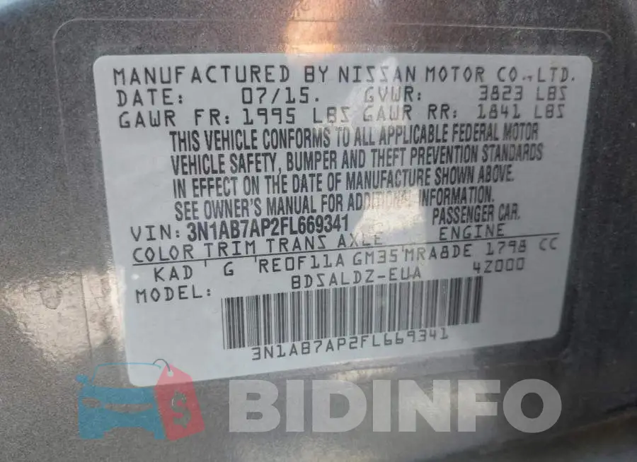 3N1AB7AP2FL669341 Photo# 9