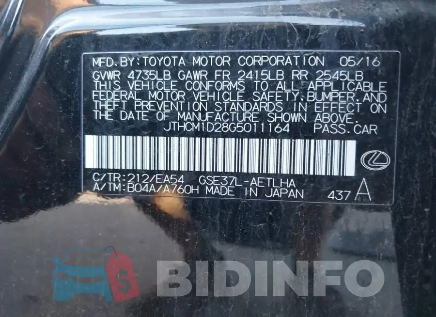 JTHCM1D28G5011164 Photo# 9