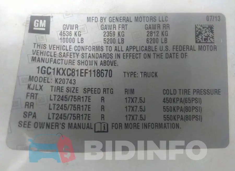 1GC1KXC81EF118670 Photo# 9