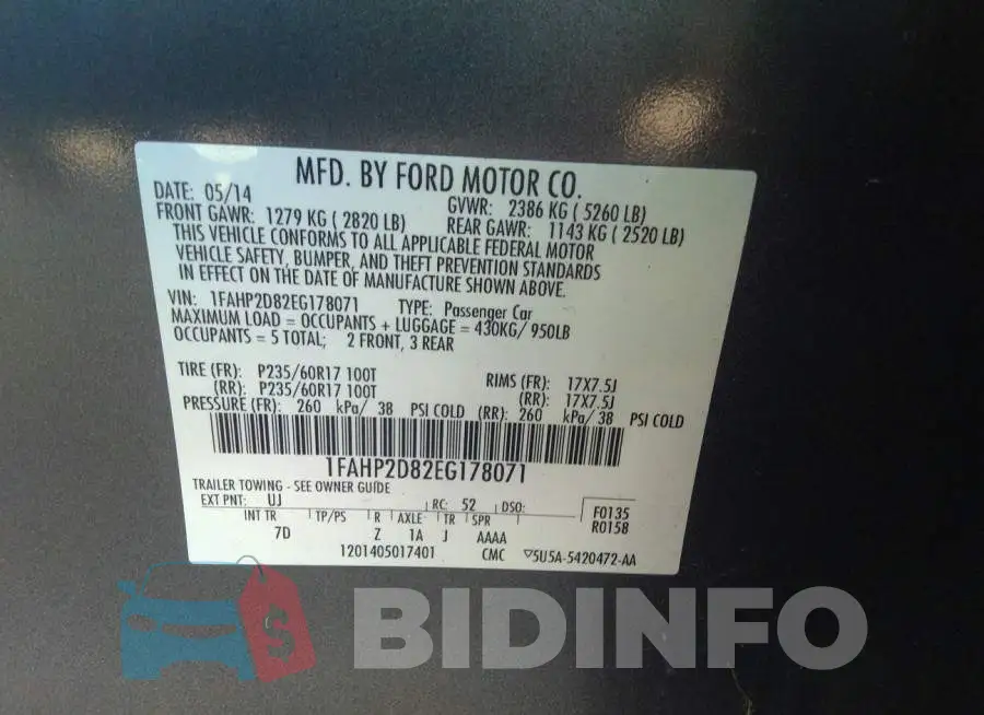 1FAHP2D82EG178071 Photo# 9