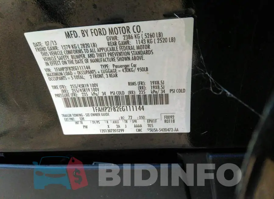 1FAHP2F82EG111144 Photo# 9