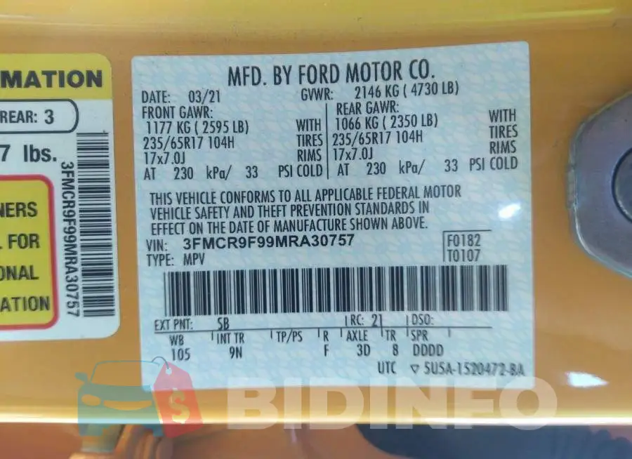 3FMCR9F99MRA30757 Photo# 9