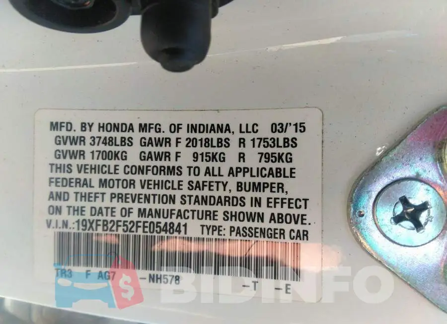 19XFB2F52FE054841 Photo# 9