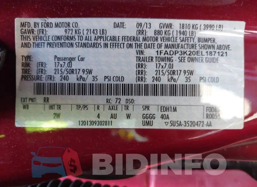1FADP3K20EL187121 Photo# 9