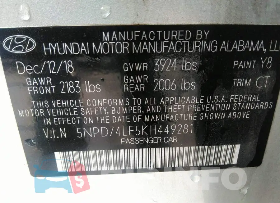 5NPD74LF5KH449281 Photo# 9