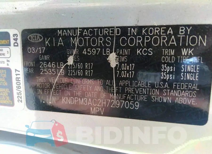 KNDPM3AC2H7297059 Photo# 9