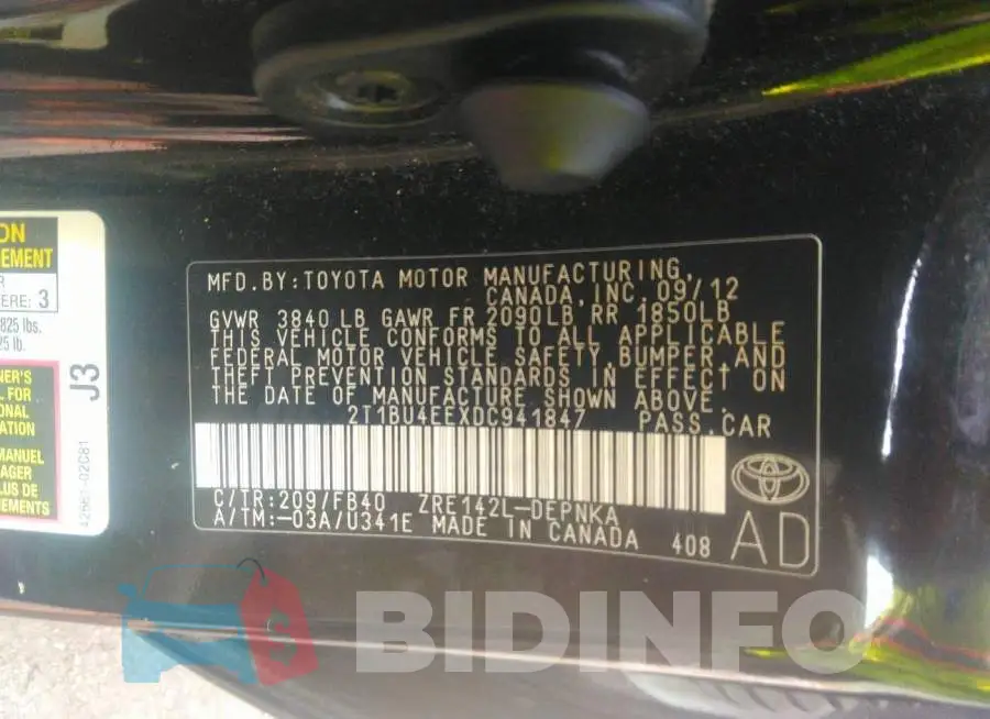 2T1BU4EEXDC941847 Photo# 9