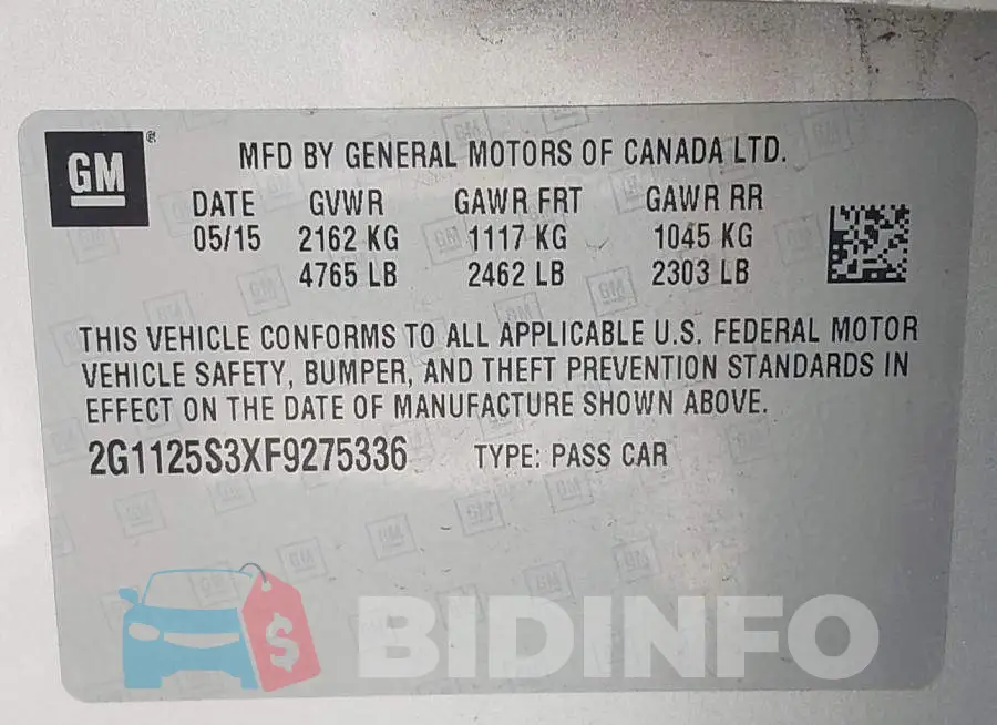 2G1125S3XF9275336 Photo# 9