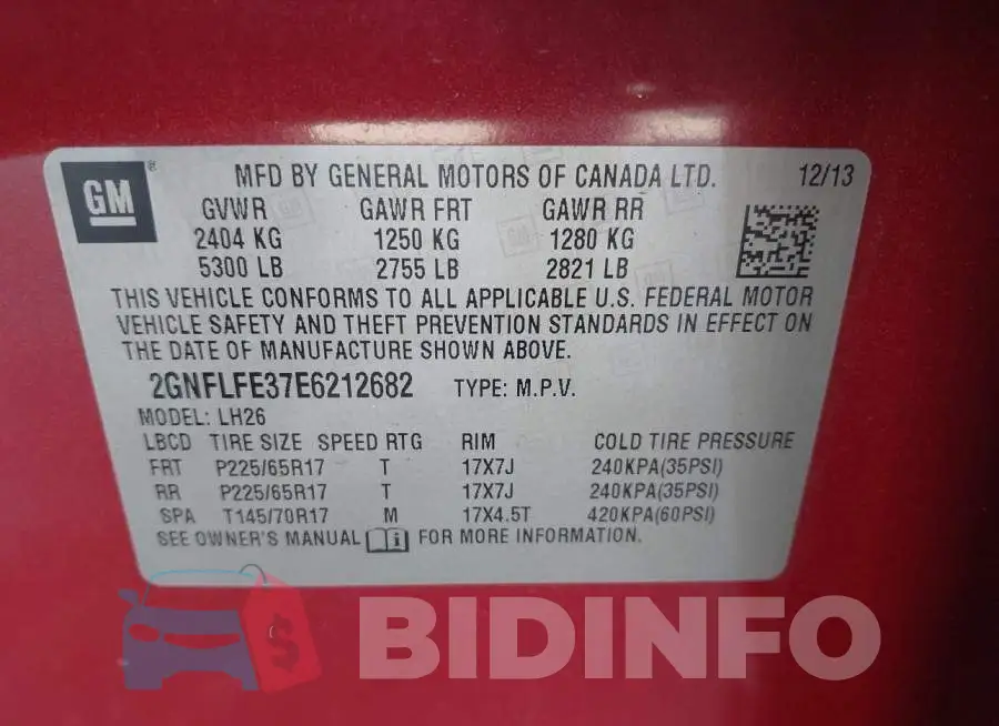 2GNFLFE37E6212682 Photo# 9