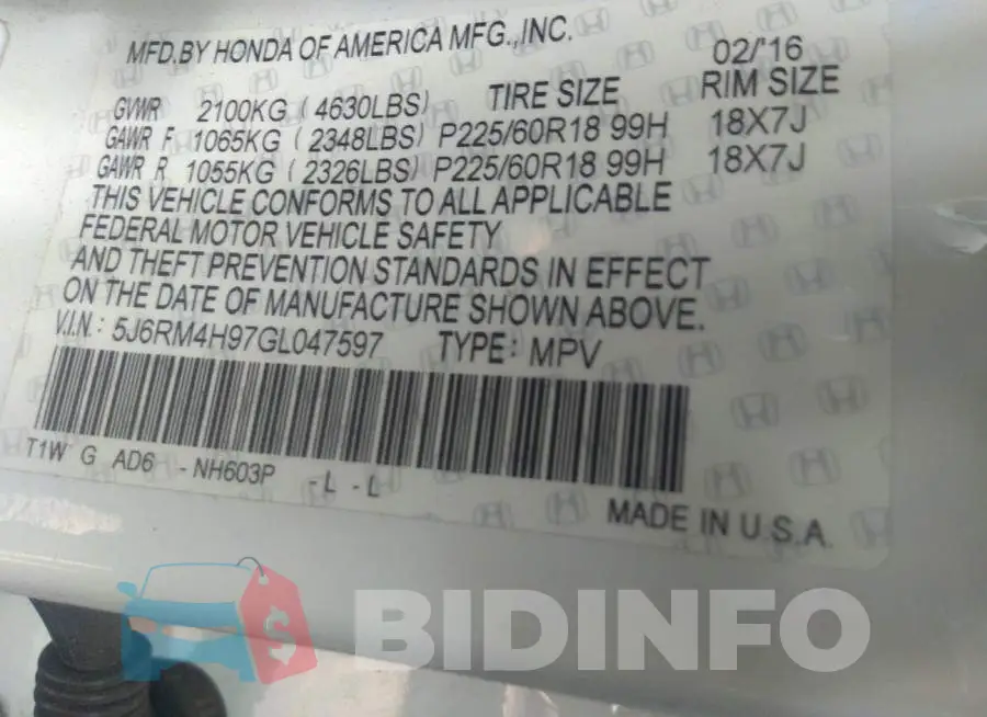 5J6RM4H97GL047597 Photo# 9