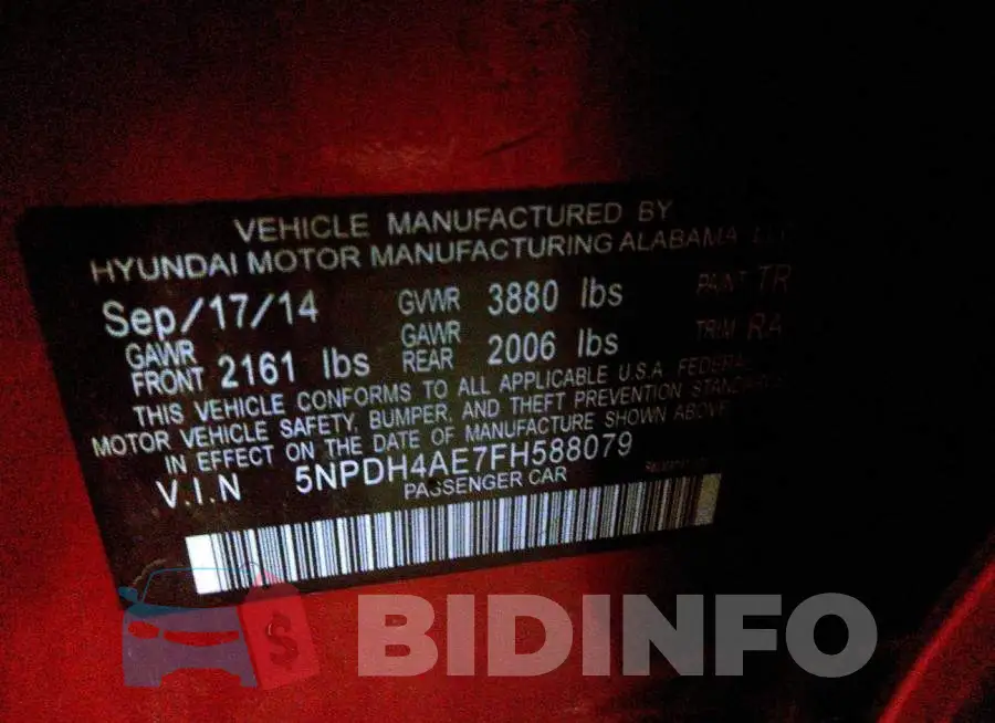 5NPDH4AE7FH588079 Photo# 9