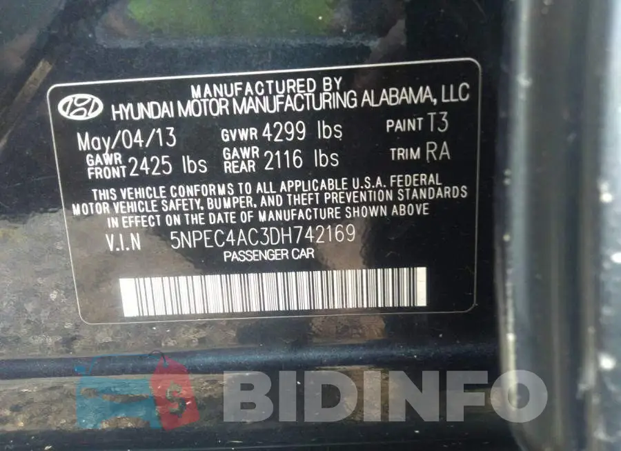 5NPEC4AC3DH742169 Photo# 9