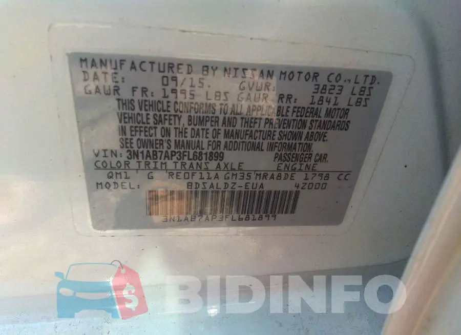 3N1AB7AP3FL681899 Photo# 9